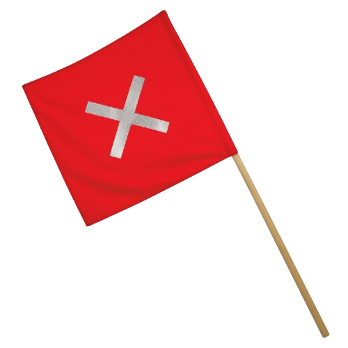 CraftPro Red Safety Flag with Reflective Tape and Wooden Handle

