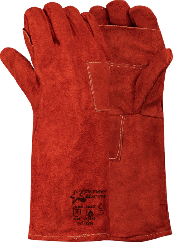CraftPro Red Kevlar Stitched Heat Resistant Glove – 8" Elbow Length with Cotton Denim Cuff

