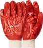 Red PVC Safety Gloves with Knit Wrist and Smooth Palm – CraftPro

