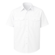 Short sleeve pilot shirt with epaulettes, buttoned chest pockets, and mock cuffs – ideal for professional uniform use in security and aviation

