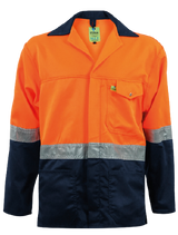 Titan Two-Tone Polycotton Conti Jacket – Reflective Workwear with Navy/Lime Finish

