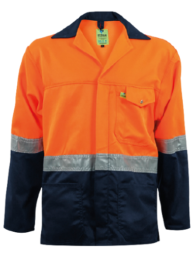 Titan Two-Tone Polycotton Conti Jacket – Reflective Workwear with Navy/Lime Finish

