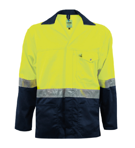 Titan Two-Tone Polycotton Conti Jacket – Reflective Workwear with Navy/Lime Finish

