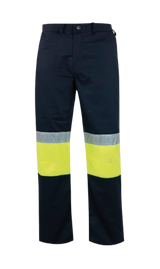 Titan Two-Tone Polycotton Conti Trouser – Reflective Navy/Lime Work Pants

