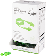 Tri-Flange Reusable Corded Silicone Earplugs – Green – Box of 100 – CraftPro

