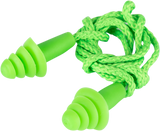 Tri-Flange Reusable Corded Silicone Earplugs – Green – Box of 100 – CraftPro

