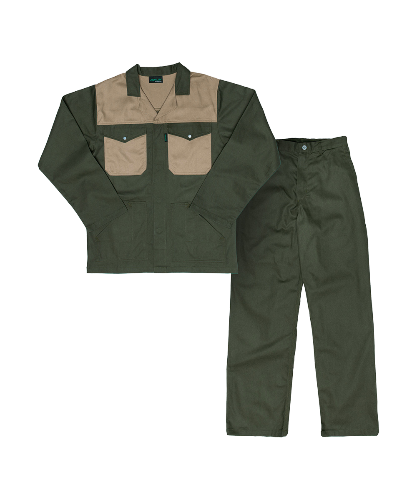 Two Tone Cedar Green/Khaki Polycotton Conti Suit – 2-Piece Industrial Workwear – CraftPro

