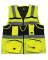 Pioneer Lime Neo Explorer high-visibility reflective safety vest with multiple utility pockets for construction and industrial workers
