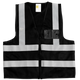 Black Hi-Vis Reflective Safety Vest with silver reflective tape, lightweight safety vest for security, construction, traffic control, warehouse, industrial, and event staff.
