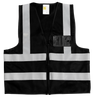 Black Hi-Vis Reflective Safety Vest with silver reflective tape, lightweight safety vest for security, construction, traffic control, warehouse, industrial, and event staff.