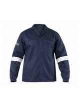 Vulcan D59 Blaze Flame and Acid Conti Jacket with reflective tape, 100% cotton flame-retardant and acid-resistant industrial workwear for mining, welding, construction, and oil & gas industries.