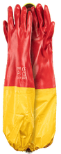 CraftPro Red PVC Safety Gloves – Shoulder-Length with Smooth Palm and Tapered Cuff


