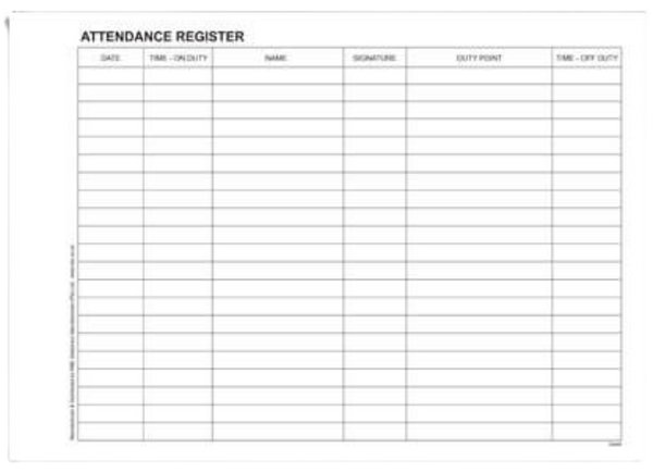 Security Access Control Register Examples Security Books & Registers – Occurrence, Entry & Log Books – CraftPro