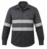 Vulcan Vented Reflective Mining Shirt with high-visibility reflective tape and vented back, made from 100% cotton for mining and industrial work.