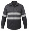 Vulcan Vented Reflective Mining Shirt with high-visibility reflective tape and vented back, made from 100% cotton for mining and industrial work.