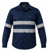 Vulcan Vented Reflective Mining Shirt with high-visibility reflective tape and vented back, made from 100% cotton for mining and industrial work.