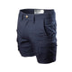 Navy blue cargo shorts with multiple utility pockets and a button closure, shown against a plain white background.